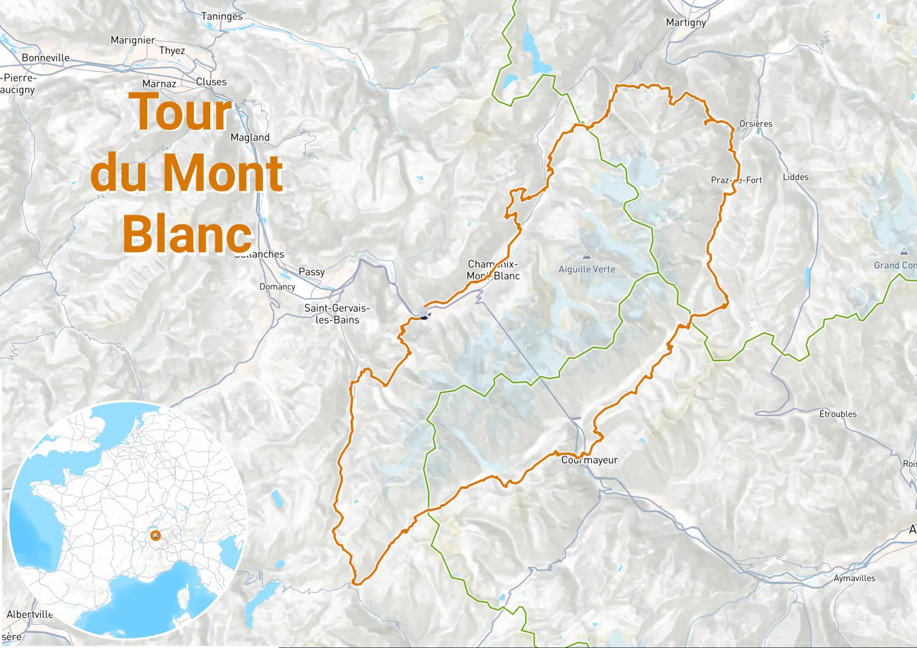 Tour du Mont Blanc 7-day map