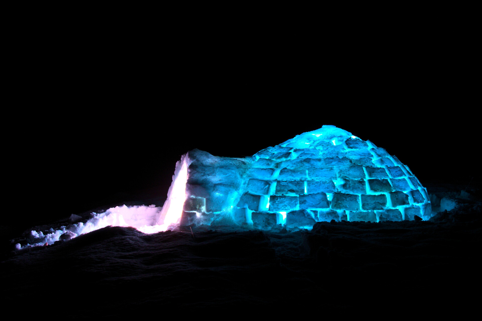 Building a snow igloo