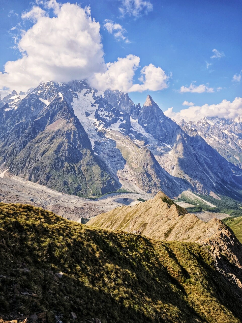 The Grandes Jorasses seen from the Mont de la Saxe ridge