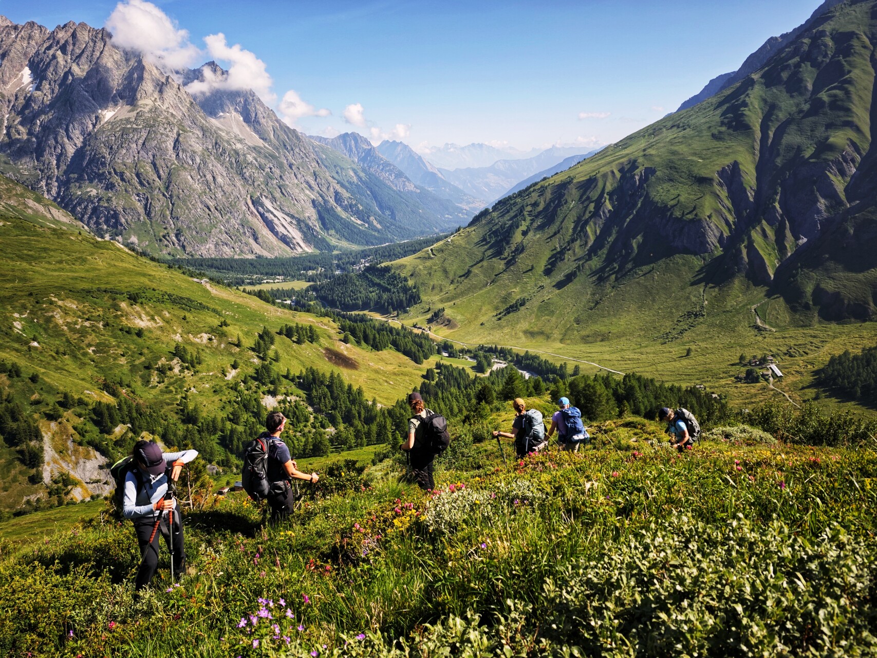 Ascent to Grand Col Ferret - TMB