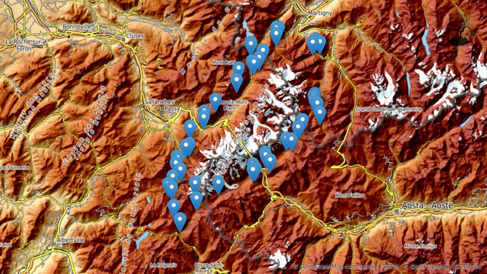 Map of The mountain huts and lodgings of the Tour du Mont-Blanc, stage by stage (and how to book them) — Altimood